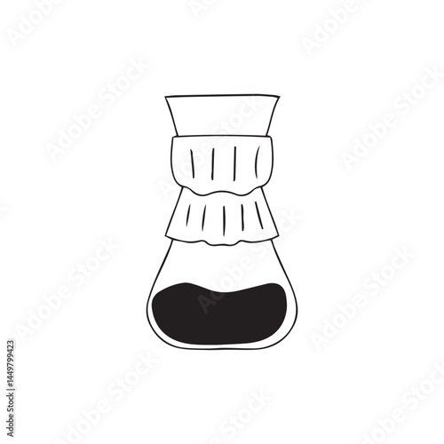 hand drawing coffee doodles element stock. Coffee stickers and barista characters.Coffee makers, kettles, brewing, arabica coffee, glass,espresso,cappuccino, beans.Graphic doodle minimalist retro icon
