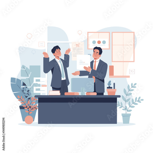 businessman are communicating and interacting with each other design illustration