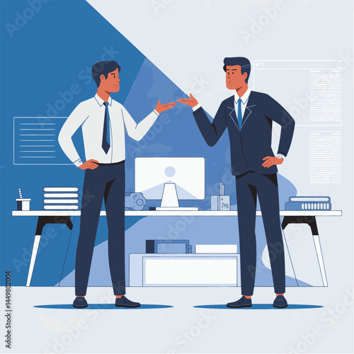 businessman are communicating and interacting with each other illustration flat