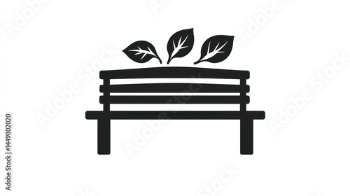 Park bench with leaves, simple icon