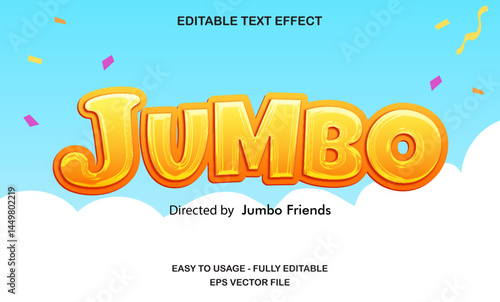 Konstfotografi Editable jumbo text effect template, 3d bold and glossy, cartoon movie title sty
