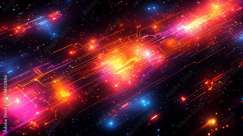 Obraz premium Abstract network circuitry glowing with energy