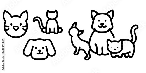 Shiba Silhouette Japanese Dog Breed, Pet Animal, Canine Outline, Flat Vector Illustration