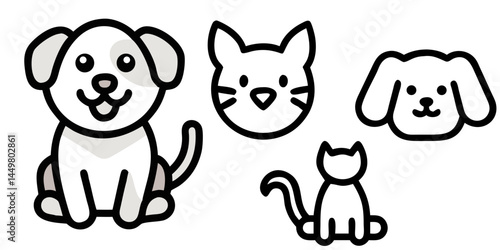 Shiba Silhouette Japanese Dog Breed, Pet Animal, Canine Outline, Flat Vector Illustration