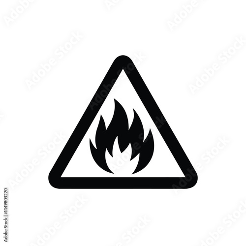 Flammable Material Warning Sign – Fire Icon in Triangle Shape