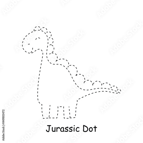 Black line dinasurus dot design. coloring book presschool