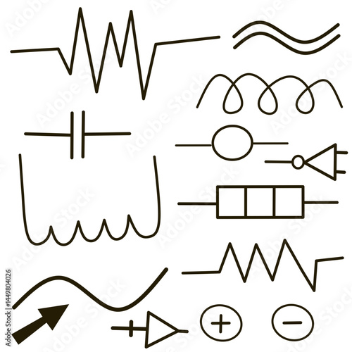 set of electrical symbol line art clipart icons