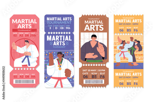 Flat Martial Arts Training Tickets Collection