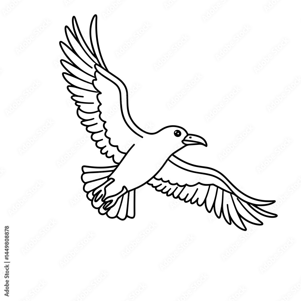 Obraz premium Flying bird illustration for children's coloring book 