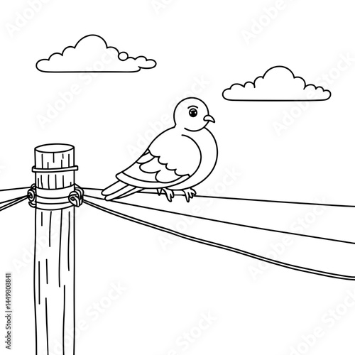 Bird sitting on a wire against a cloudy sky  