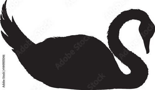 Elegant black swan silhouette. Represents grace, beauty, and uniqueness. Adobe Illustrator Artwork