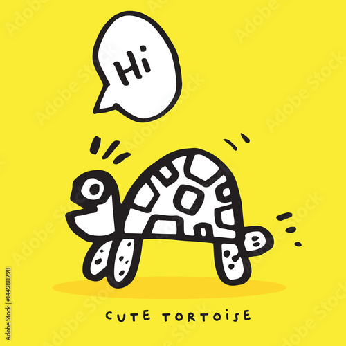 Hand drawing doodle cute tortoise ,Cute tortoise in simple cartoon style, Cute animal,Cute turtle
