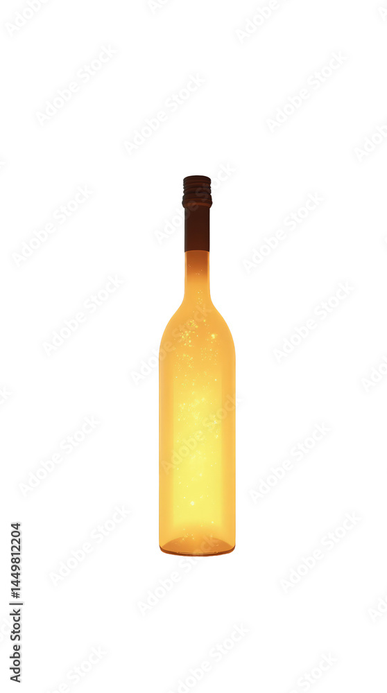 Minimalist Wine Bottle Glowing Softly from Within on a Clean Reflective Surface Minimalist Wine Bottle Glowing Softly from Within on a Clean Reflective Surface