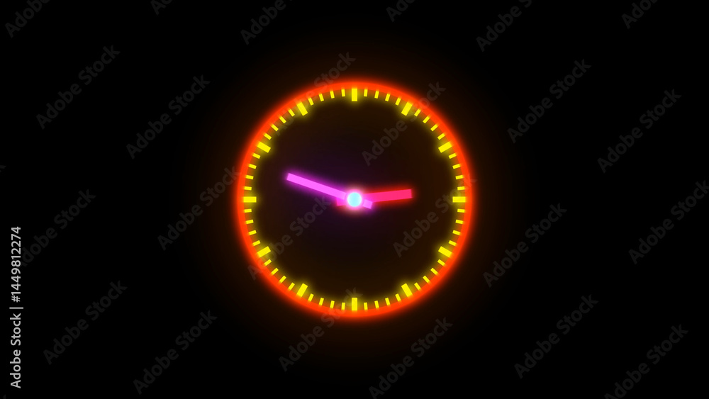 Naklejka premium Analog clock illustration black background.