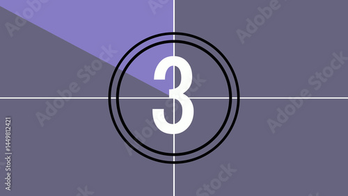 Film countdown illustration on retro looking number in old movie background.