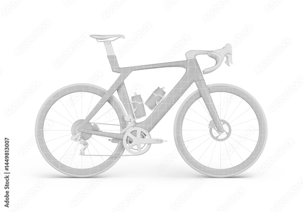 Vector illustration of a modern racing bicycle equipped with two water bottles, showcasing a sleek design with aerodynamic features for competitive cycling performanc
Road Bicycle Mockup Side View.eps Vector illustration of a modern racing bicycle equipped with two water bottles, showcasing a sleek design with aerodynamic features for competitive cycling performanc
Road Bicycle Mockup Side View.eps
