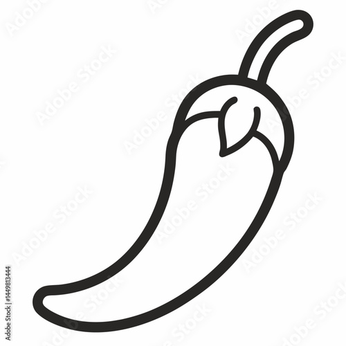 Chilli Pepper outline icon on white background

