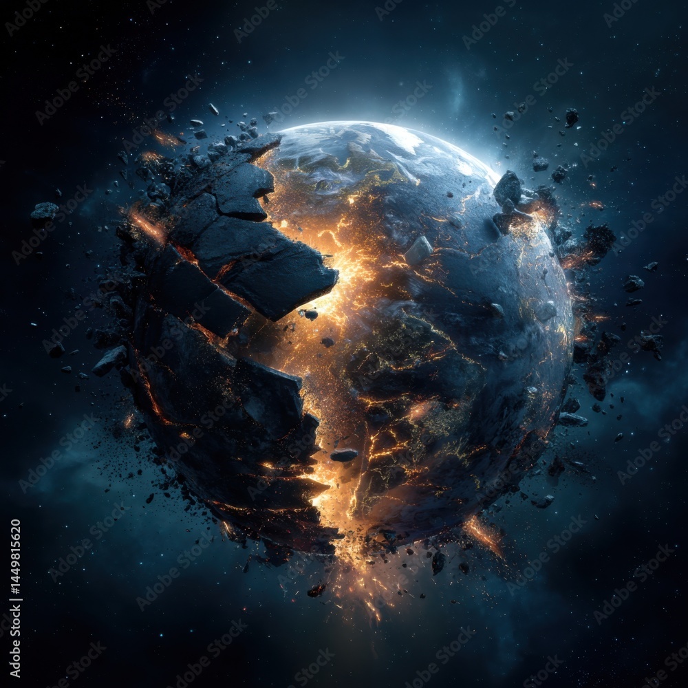 Dramatic Explosion of Debris Erupting into the Sky Creating a Chaotic Scene of Turbulent Forces and Raw Energy in a Vast Open Landscape