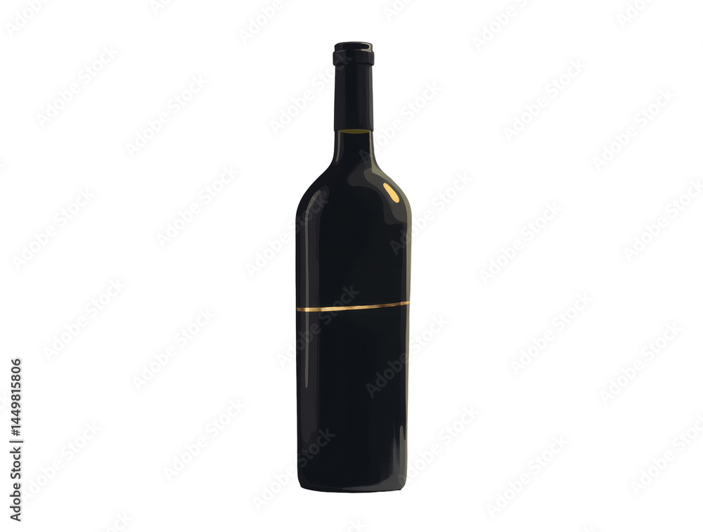 Minimalist Wine Bottle with a Single Gold Stripe as Its Label Design Minimalist Wine Bottle with a Single Gold Stripe as Its Label Design