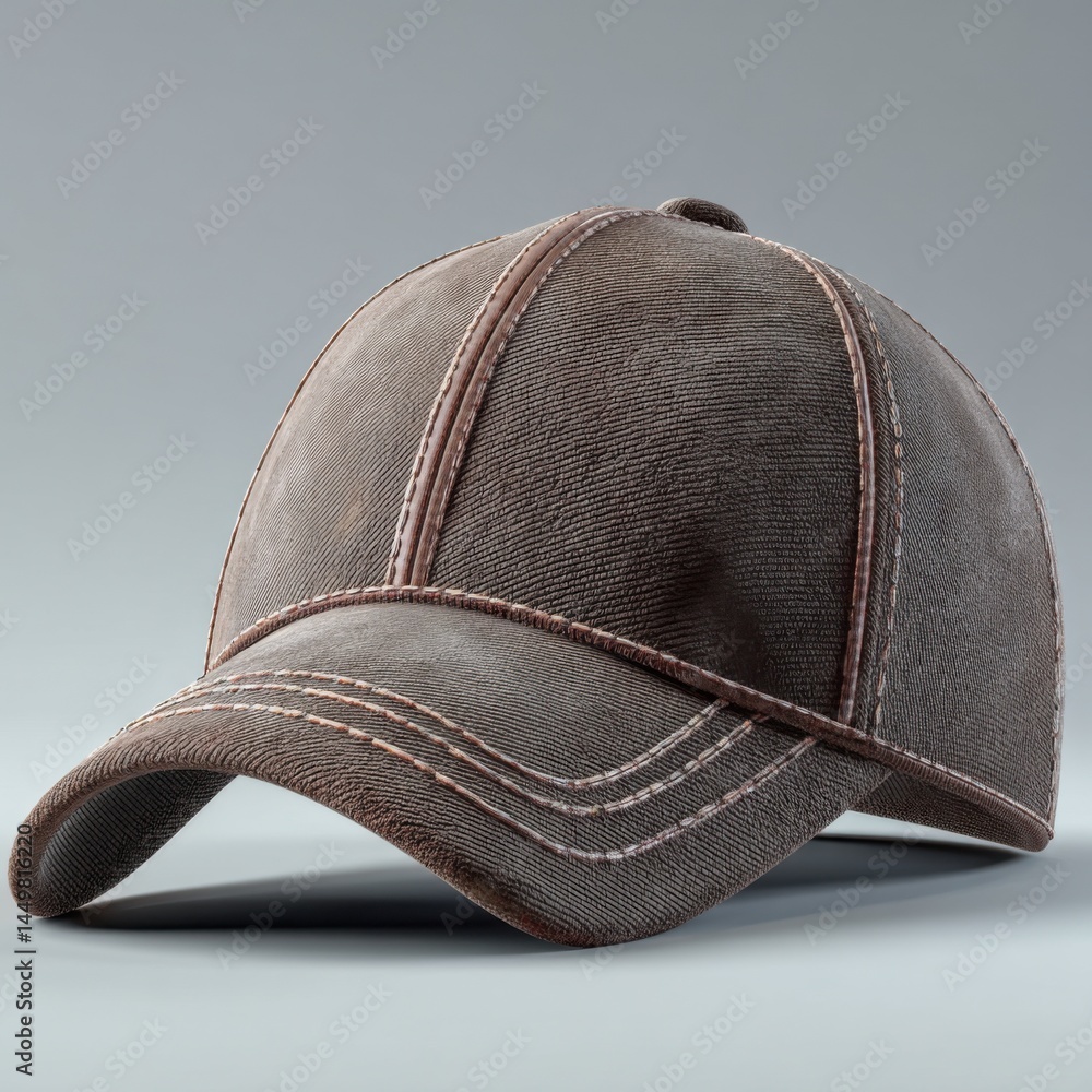 Stylish Brown Cap Featuring Distinctive White Stitching on the Front Perfect for Outdoor Activities Fashionable Accessory for Casual Wear and Everyday Use