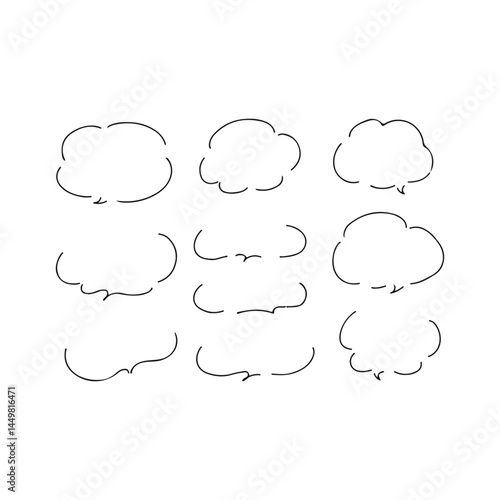 Simple Line Handwritten Speech Bubble Set Silhouette Art Collection