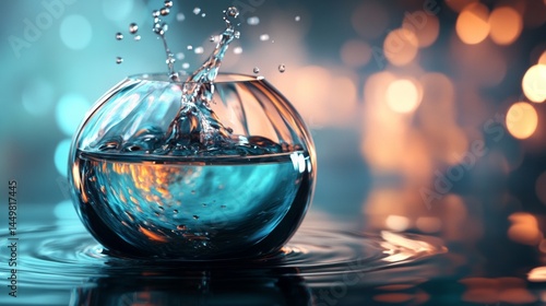 Wallpaper Mural Glass orb floating on water with sparkling background Torontodigital.ca