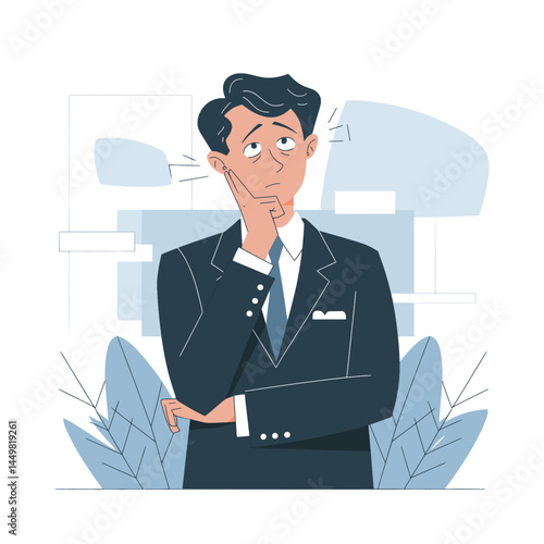 businessman confused and wondering illustration flat design