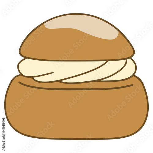 sweet semla swedish traditional cake flat color vector illustration template design