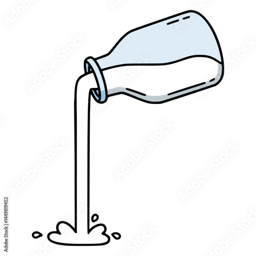 milk pouring down drink beverage flat color vector illustration template design