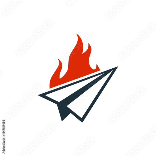 paper plane with fire travel mobile app logo vector illustration template design