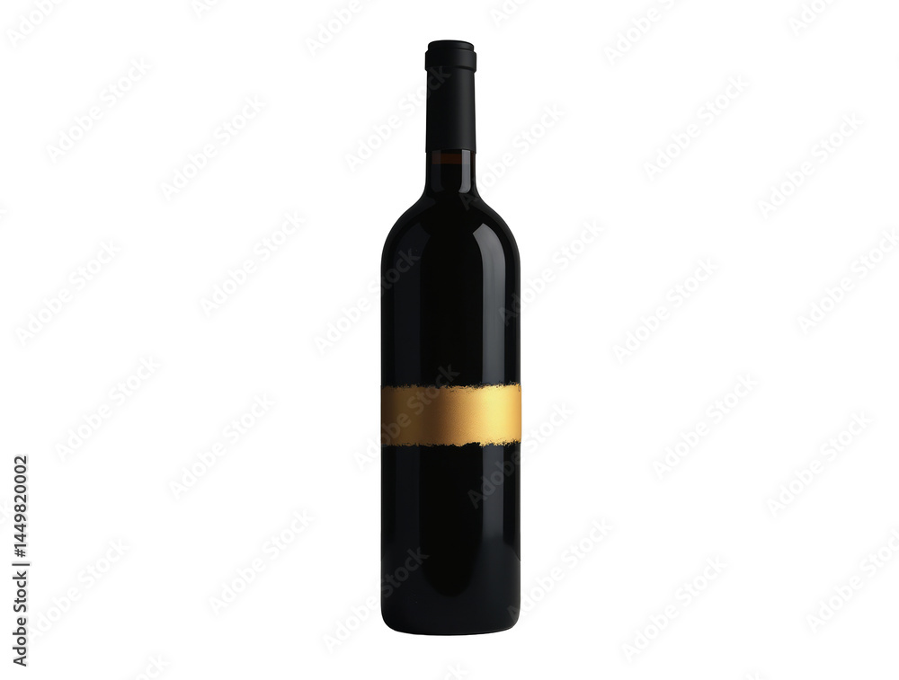 Minimalist Wine Bottle with a Single Gold Stripe as Its Label Design Minimalist Wine Bottle with a Single Gold Stripe as Its Label Design