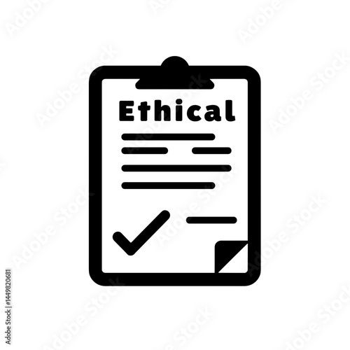Ethical AI Use contract silhouette with checkmark, commitment concept