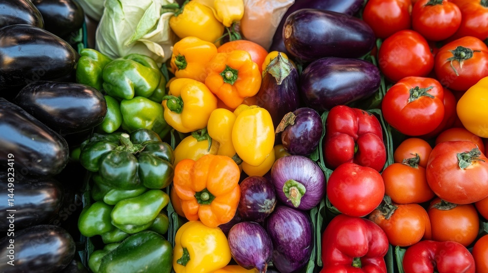 Colorful fresh vegetables in a rainbow alignment Colorful fresh vegetables in a rainbow alignment