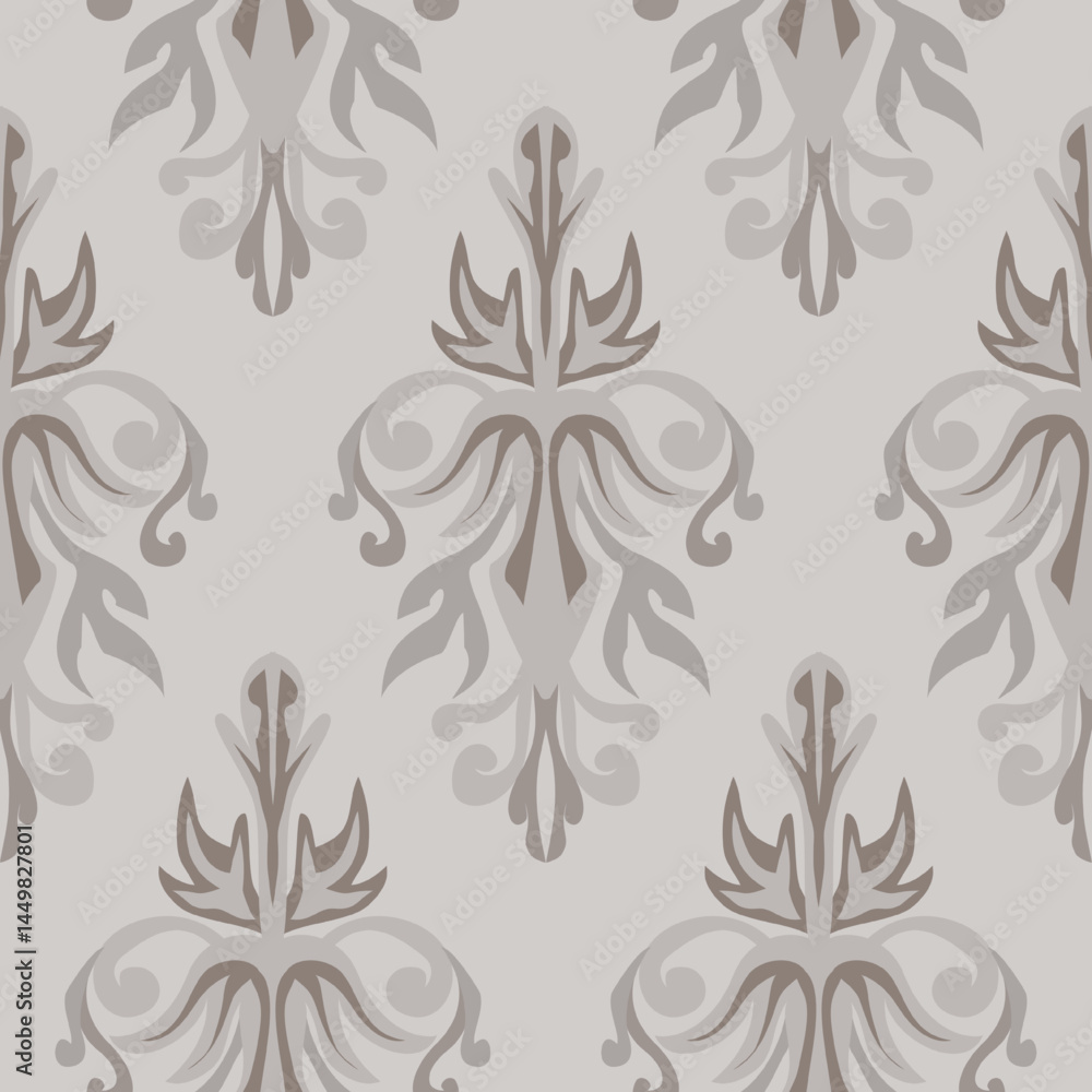 Fototapeta premium Damask style colorful pattern, grey, brown colors. Seamless floral pattern-706.