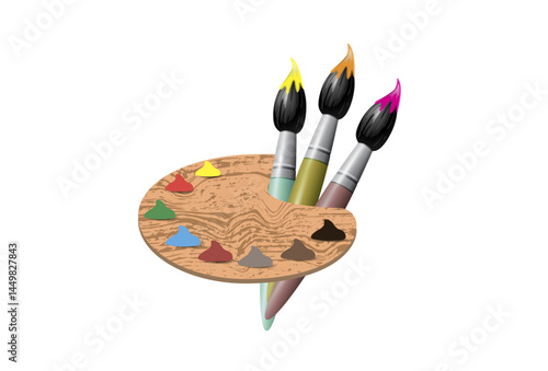 Paint brushes, banner, poster. Space for copying, vector image.