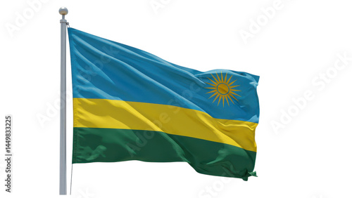 rwanda flag waving isolated on transparent png
