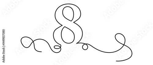 one line continuous number 8 icon. vector illustration.
