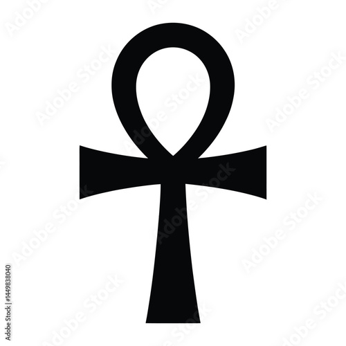 Egyptian Ankh cross Silhouette, Vector, Icon, Logo, White Background.