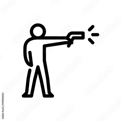 shooting outline icon. figure stick playing sport line art illustration.