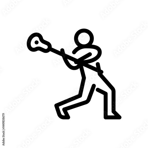 lacrosse outline icon. figure stick playing sport line art illustration.