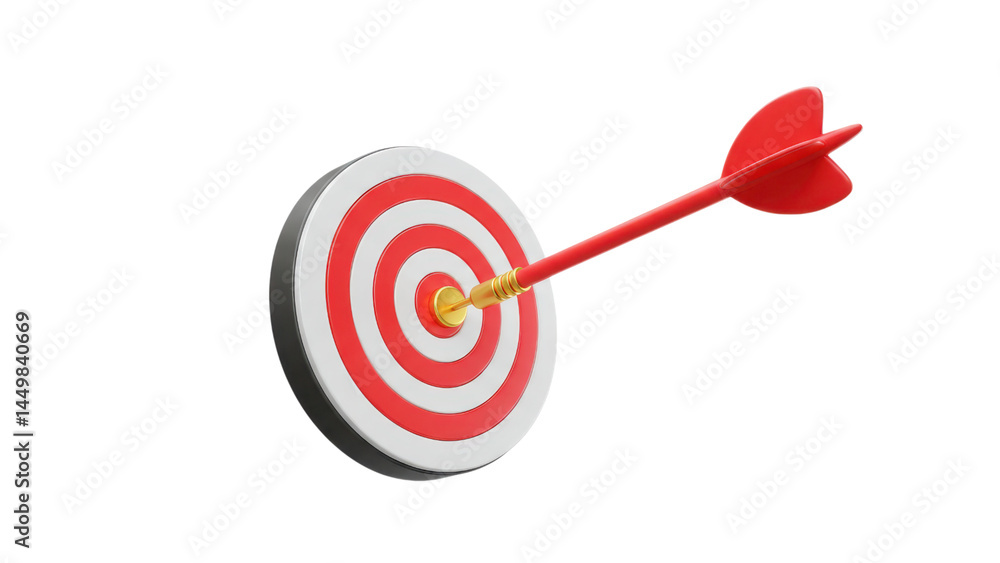 3d target with a red arrow, signifying success. isolated on transparent png 3d target with a red arrow, signifying success. isolated on transparent png