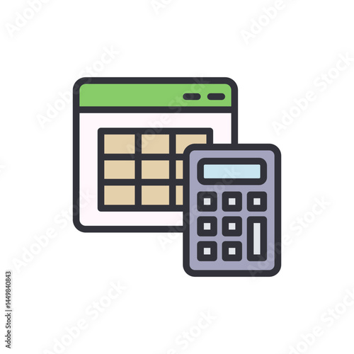Freelance accounting colored icons, minimalist vector illustration ,simple transparent graphic element .Isolated on white background