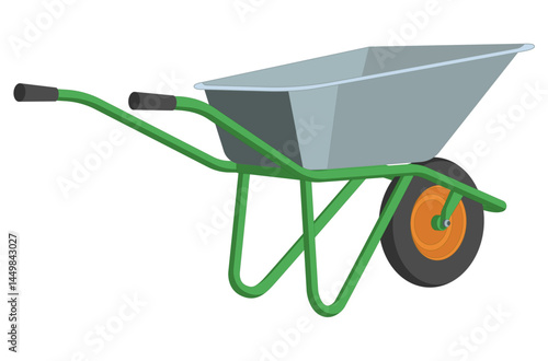 Garden wheelbarrow Vector illustration isolated on white.
