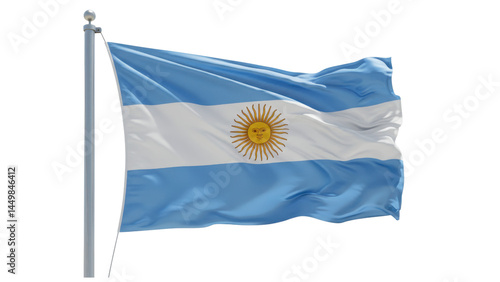 argentinaflag waving in wind isolated on transparent png