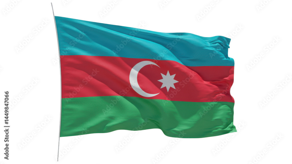 Naklejka premium azerbaijan flag waving in wind isolated on transparent png