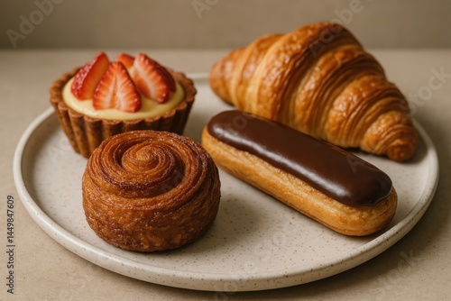 Wallpaper Mural Delicious pastries on ceramic plate. Torontodigital.ca
