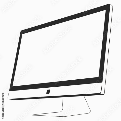 Sleek modern all in one desktop computer design with a minimalist aesthetic and clean lines in a simple black and white