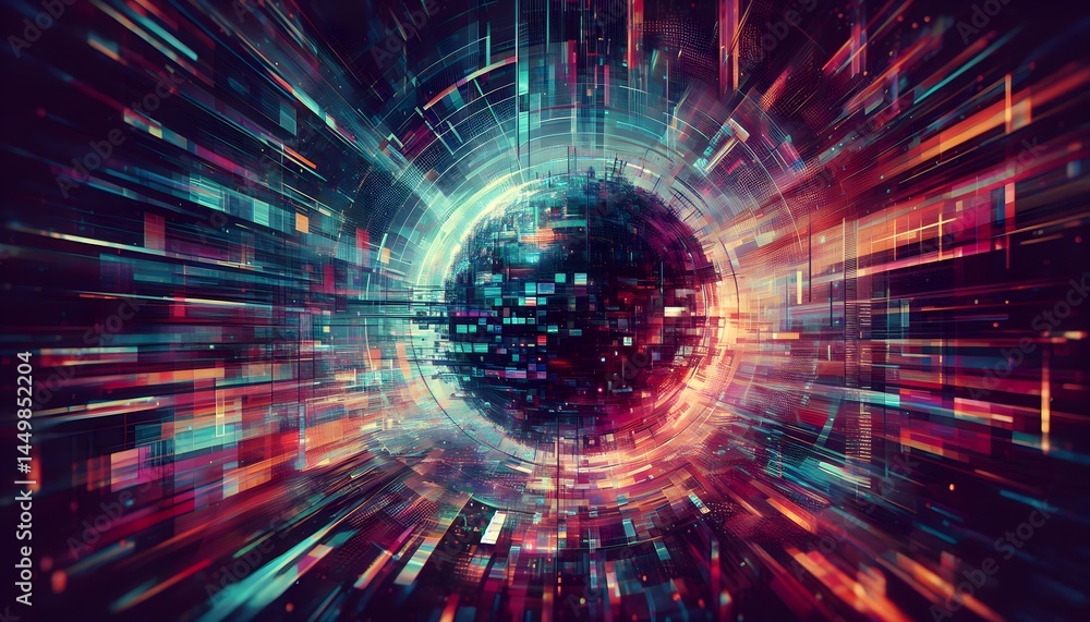 Fototapeta premium Abstract background with fractal patterns, vibrant multicolor spirals, psychedelic and hypnotic design 
