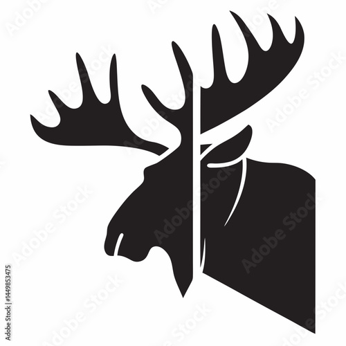 Majestic Moose Silhouette Elegant Black and White Design of a Mighty Antlered Creature in Bold Graphic Style