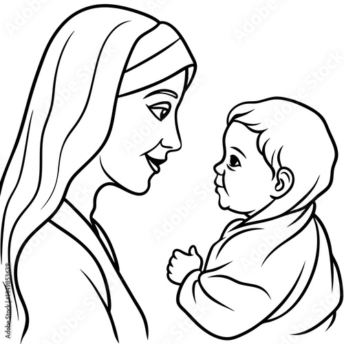 mamma e neonata su guardano